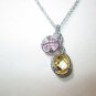 Judith Ripka Two Stone Pink and Canary Crystal Necklace BNWT Sterling Silver