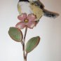 Bovano Enameled Copper Art Chickadee Looking Left on Flower Wall Art Mint