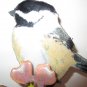 Bovano Enameled Copper Art Chickadee Looking Left on Flower Wall Art Mint