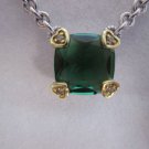Judith Ripka Green Quartz w/ Diamond Accents Sterling Silver & 18k Gold Necklace