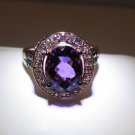 Roberto Ricci Purple Amethyst White Sapphire Smokey Quartz Ring 14K R Gold SZ 7