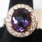 Roberto Ricci Purple Amethyst White Sapphire Smokey Quartz Ring 14K R Gold SZ 7