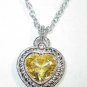Judith Ripka Canary Crystal White Sapphire .925 SS Drop Heart Berge Necklace
