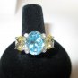 Judith Ripka 3 Stone Sky Blue & Canary Quartz Ring Sterling Silver New with Tags