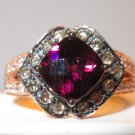 Roberto Ricci with Levian Logo Raspberry Rhodolite Brown & White Diamond Ring 7