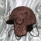 Mens - Trapper Hat - fur trim - padded and lined - dark brown - new without tags