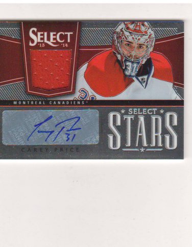 2013-14 Select Stars Carey Price Jersey Autograph #d 20/25 Montreal Canadiens