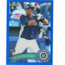 2011 Topps Chrome Blue Refractor Carlos Peguero Rc #d 72/99 Seattle Mariners
