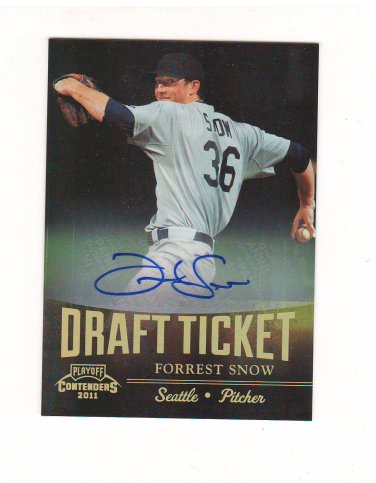 2011 Playoff Contenders Draft Ticket Forrest Snow Autograph Rc #DT56 Seattle Mariners