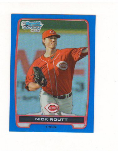 2012 Bowman Chrome Draft Prospect Blue Refractor Nick Routt #d 044/250 Cincinnati Reds