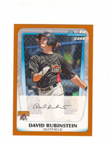 2011 Bowman Prospect Orange Parallel David Rubinstein #d 084/250 Pittsburgh Pirates