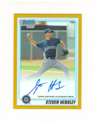 2010 Bowman Chrome Prospect Gold Refractor Steven Hensley Autograph #d 02/50 Seattle Mariners