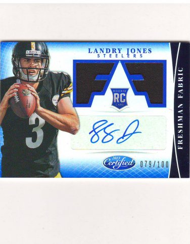 2013 Certified Freshman Fabric Landry Jones Jersey Autograph Rc #d 079/100 Pittsburgh Steelers