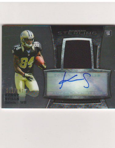 2013 Bowman Sterling Kenny Stills Jersey Autograph Rc #d 251/361 New Orleans Saints