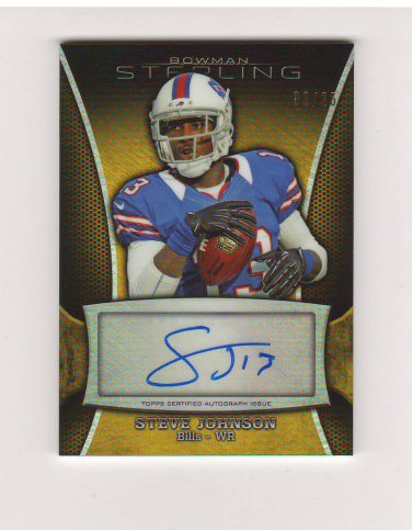 2013 Bowman Sterling Gold Refractor Steve Johnson Auto 03/25 Buffalo Bills