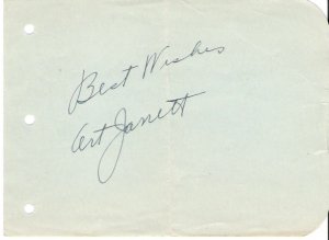 Bandleader/Actor Art Jarrett Autographed Album Page 1930s