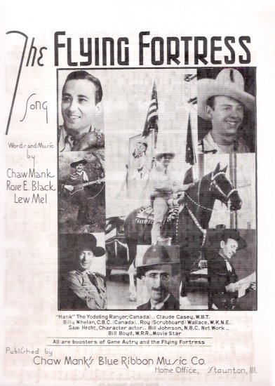 Gene Autry Hank Snow 1944 The Flying Fortress World War II Sheet Music