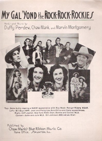 Gene Autry 1945 My Gal 'Yond the Rockies Country Western Movie WWII Sheet Music