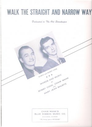 Walk the Straight and Narrow Way Harpo & Bobby Cook Vintage Country Western Sheet Music