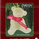 Carlton Cards Godchild 1998 Bear with Ribbons #44 Christmas Ornament Mint in Box