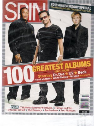 Spin 20th Anniversary Magazine July 2005 U2, Dr. Dre, Beck Cover with CD New