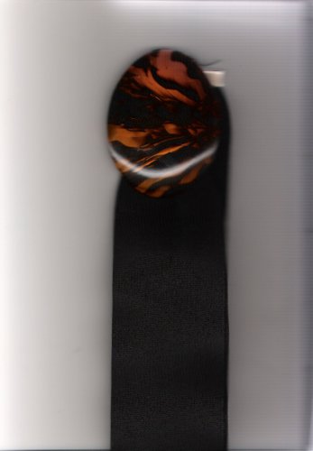 Vintage Original 1950s Women's Black Cloth Cinch Belt with Tan & Orange Swirl Buckle