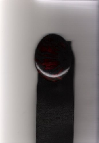 Vintage Original 1950s Women's Black Cloth Cinch Belt with Ruby Red & Black Swirl Buckle