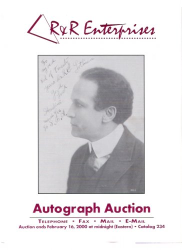 R&R Enterprises Autograph Auction Harry Houdini Magician Feb. 2000 Catalog 234