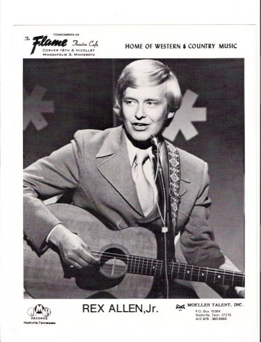 Original Rex Allen Jr. 1970s Flame Theatre Minneapolis Vintage Country Music Photo