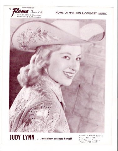 Original Judy Lynn 1960s Flame Theatre Minneapolis Vintage Country Music Photo