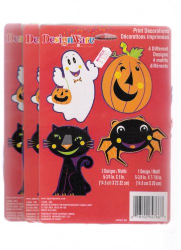 Vintage DesignWare Halloween Print Decorations Lot of 3 New Unopened
