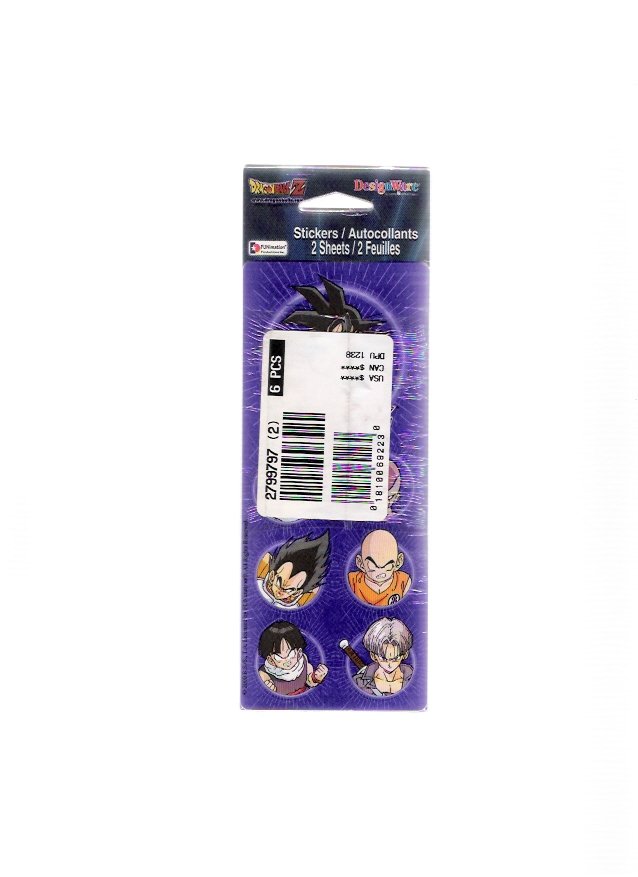 Vintage 2000 Dragonball Z Stickers DesignWare 6 Package Set Mint Still ...