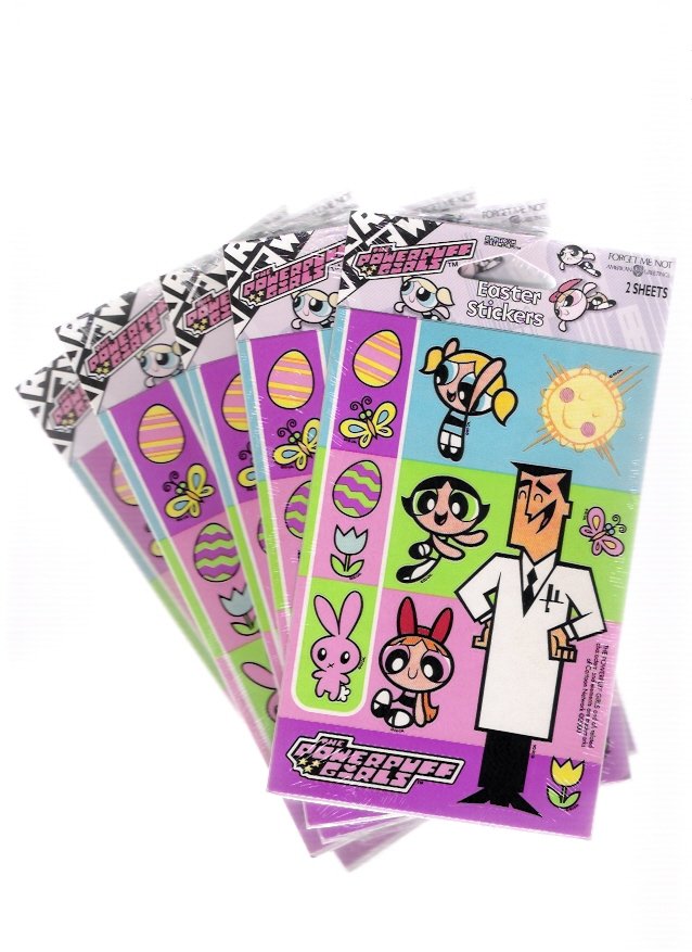 Vintage 2000 Powerpuff Girls Easter Stickers 5 Packages Cartoon Network New  Sealed