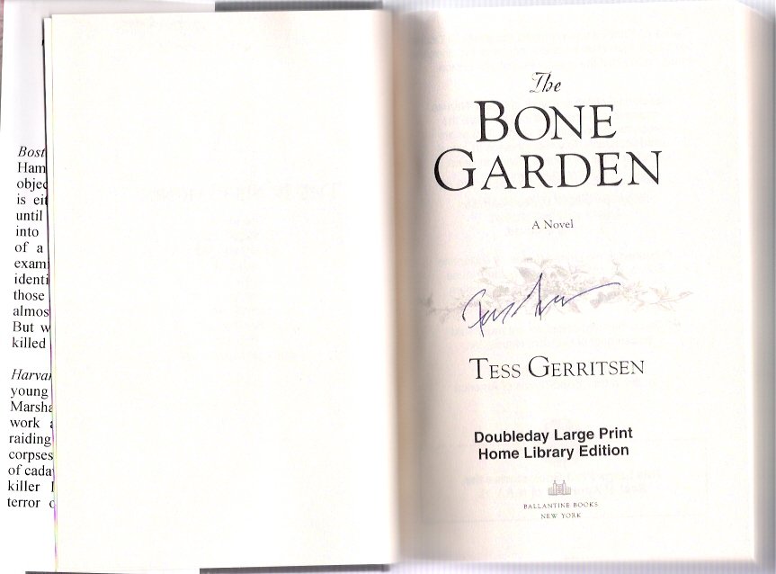 The Bone Garden Tess Gerritsen Autographed Special Doubleday Large