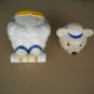 Vintage Metlox USA Pottery Roller Skating Bear Cookie Jar Blue & Yellow