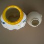Vintage Metlox USA Pottery Roller Skating Bear Cookie Jar Blue & Yellow
