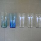 Five Vintage Enjoy Coca-Cola Coke Bell Shape Fountain Glasses Clear Green Blue