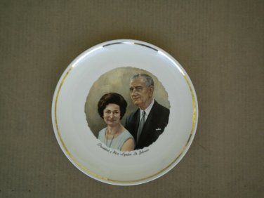 Vintage President & Mrs. Lyndon Johnson Lady Bird Souvenir Collector Plate 9"