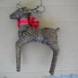 Vintage Wicker Vine Wood Folk Art Reindeer Red Xmas Ribbon 21 x 15 Inches