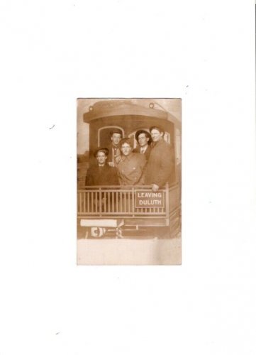 Real Photo Postcard Leaving Duluth Minnesota Train Station Passengers 1907-15