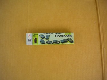 Milton Bradley 1970 Dragon Double 6 Colored Dot Wooden Dominoes Complete in Box