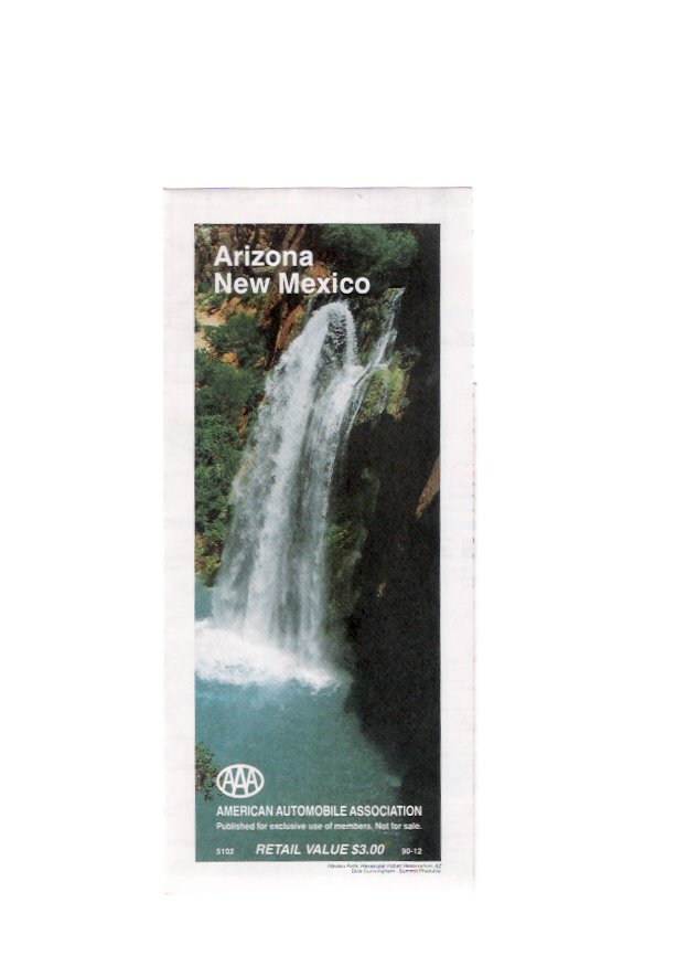 Vintage 1991 Arizona New Mexico AAA Road and Travel Map