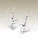 PEACE - Simplistic 3D Twisted Cross 925 Sterling Silver Dangle Earrings in Gift Wrapping