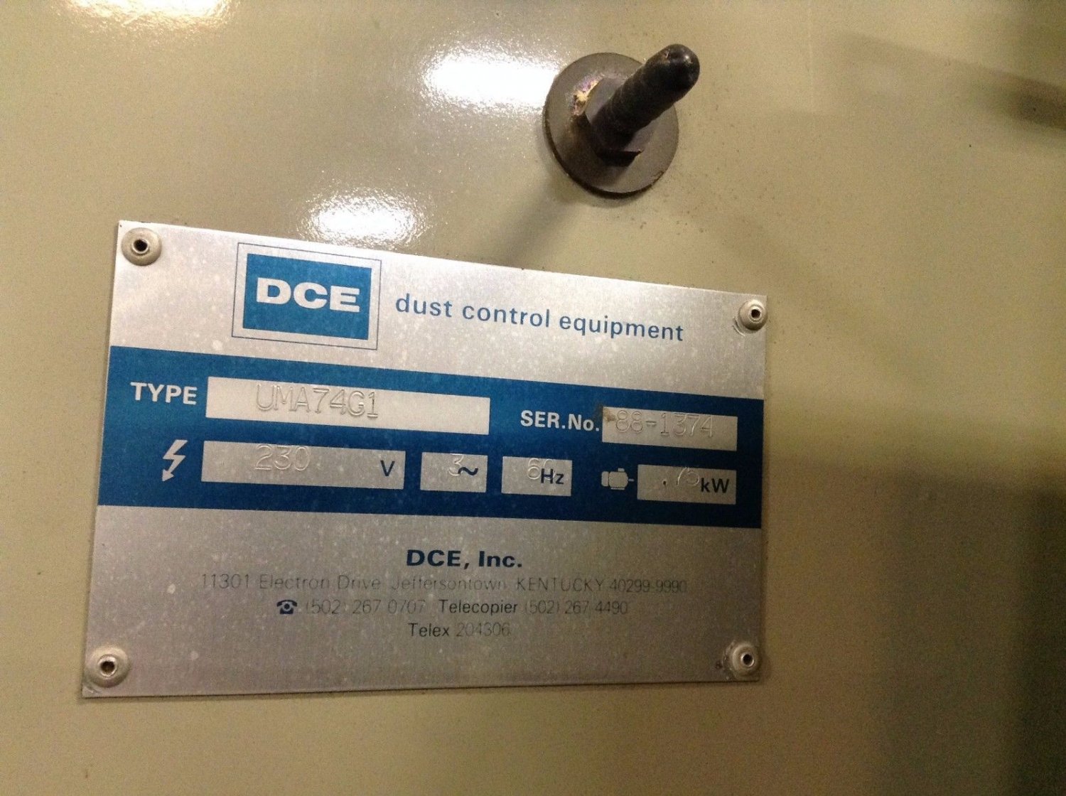 DCE Dust Control Equipment UMA74G1 Dust Collector Shaker 230 V 3 Phase