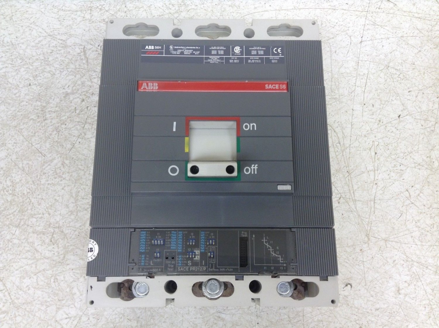 ABB S6H 600 Amp 600 VAC 3 Pole Circuit Breaker Sace S6 PR212/P
