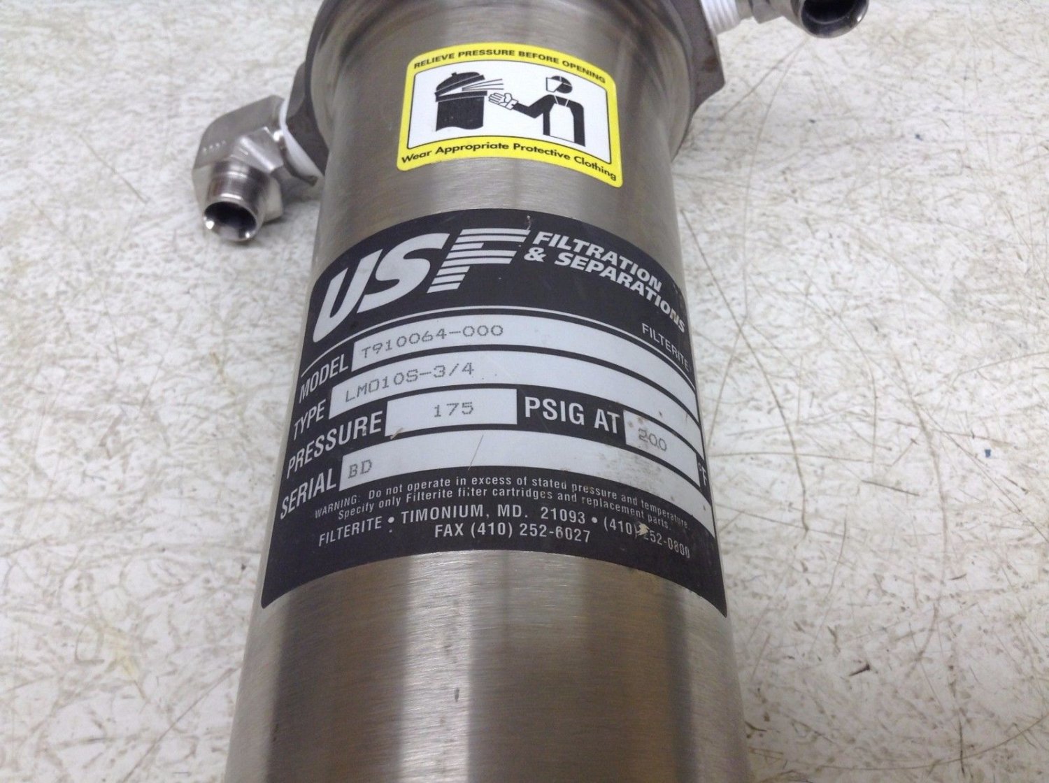 USF Filtration & Separations T910064000 LMO10S3/4 Stainless Steel Filter
