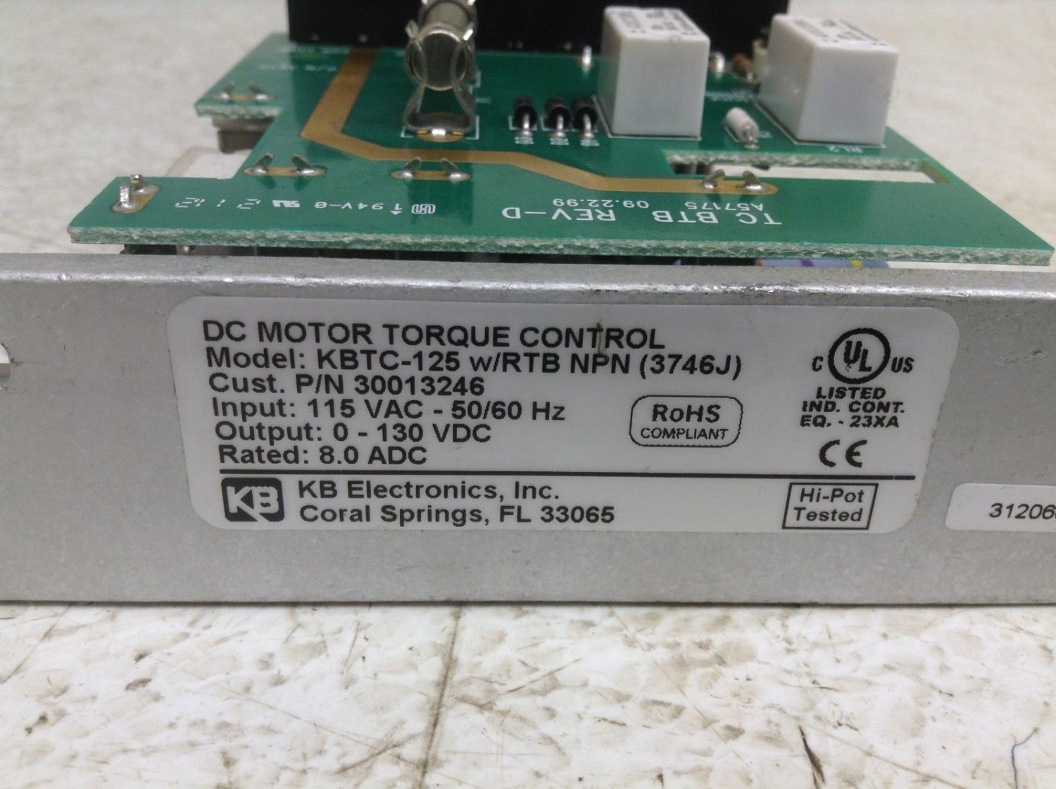 KB Electronics KBTC125 w/ RTB NPN (3746J) DC Motor Torque Control 0