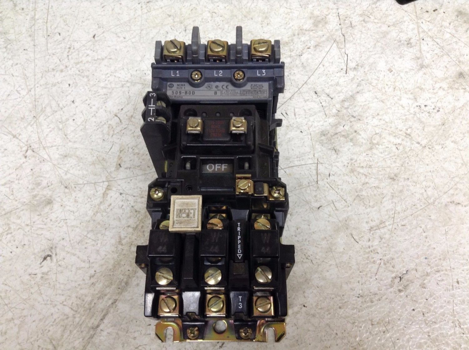 Allen Bradley 509-BOD Size 1 Contactor Starter 509BOD 115-120 VAC Coil (TB)