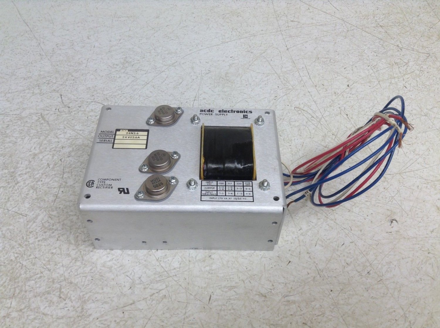 ACDC Emerson 24N3.6 24 VDC 3.6 Amp Power Supply 100 - 240 VAC Input