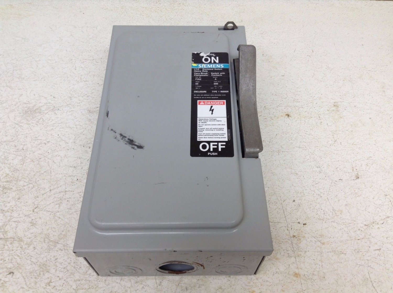 Siemens ITE F352 600 VAC 60 Amp Safety Switch F352